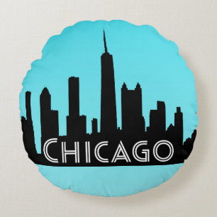 Coussins Ronds Illustration du skyline de Chicago