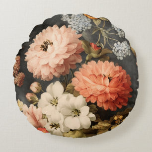 Coussins Ronds Illustration florale vintage avec fleurs mélangées