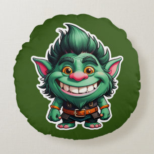 Coussins Ronds Illustration Happy Little Troll Chibi