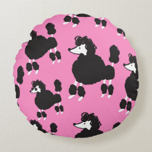 Coussins Ronds Illustration poodle français vintage patter sans s