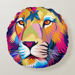 Coussins Ronds illustrations colorées, lion, design simple - vi