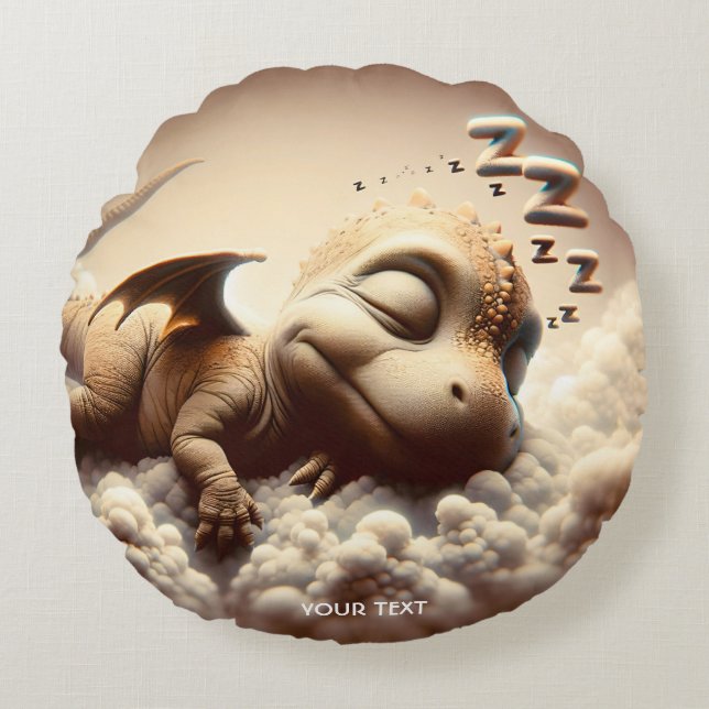 Coussins Ronds Imaginaire Bébé mignon Dragon Dormir (Devant)