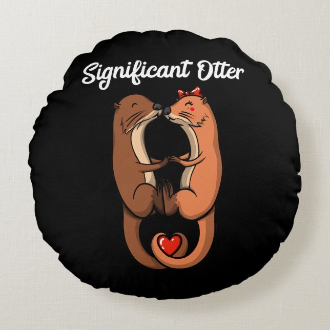 Coussins Ronds Importante Otter Cute Animaux Couple Plaisanterie (Devant)