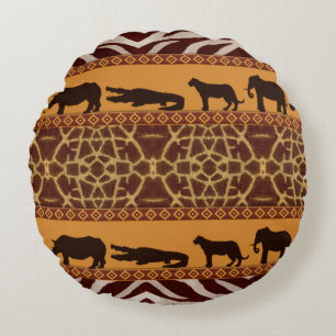 Coussins Ronds Impression animale motif girafe africain tribal mo