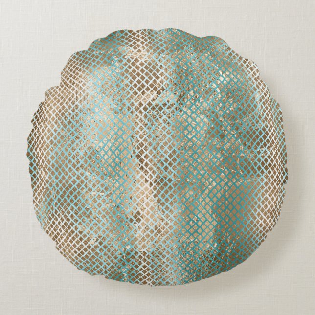 Coussins Ronds Impression Aqua White Gold Snake (Devant)