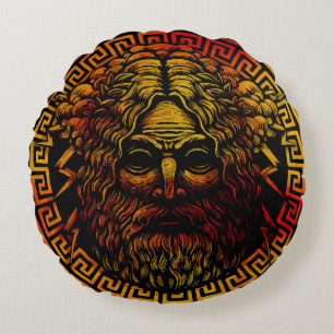 Coussins Ronds Impression d'art du bouclier antique de Zeus