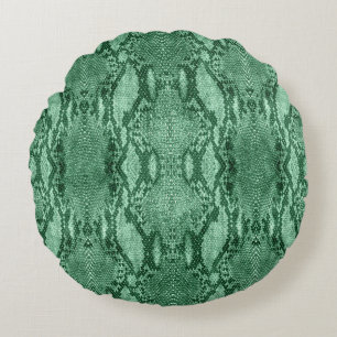 Coussins Ronds Impression de peau de serpent vert clair