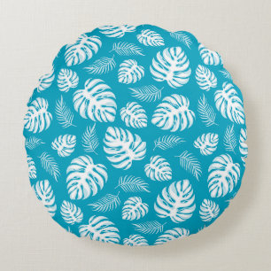 Coussins Ronds Impression Hawaïenne bleue
