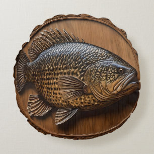 Coussins Ronds Impression textuelle 3D Australian Murray Cod,