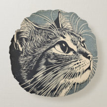 Impression Vintage Lino Tabby Cat