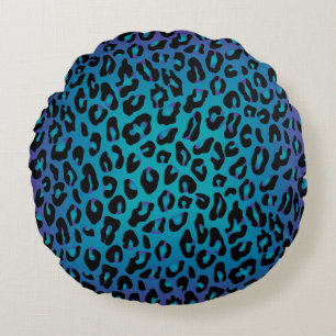 Coussins Ronds Imprimé Animalier Léopard Violet Ombre à la Mode
