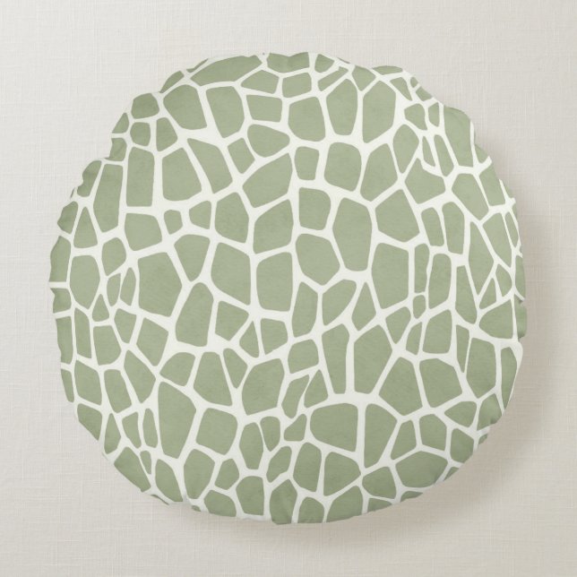 Coussins Ronds Imprimé Girafe Verte (Devant)