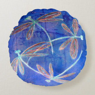Coussins Ronds Indigo Haze Dragonfly Flit
