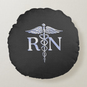 Coussins Ronds Infirmière inscrite RN Caduceus Snakes Carbon