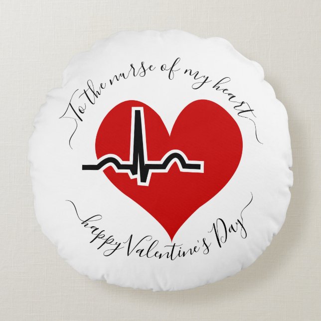 Coussins Ronds Infirmière Valentines Jour pouls rouge (Devant)