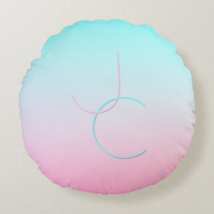 Coussins Ronds Initiales de chevauchement modernes 2   Rose turqu