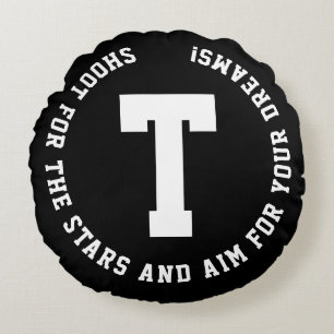 Coussins Ronds Inspiration Sport Moderne Monogramme Noir Et Blanc