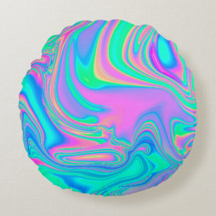 Coussins Ronds Iridescente marbrée texture holographique en dyna