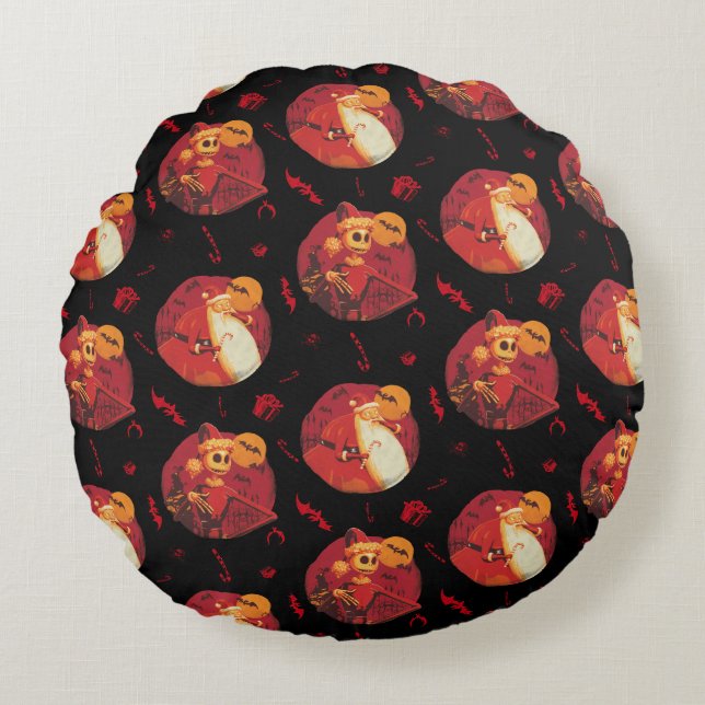 Coussins Ronds Jack Skellington et Motif du Père Noël (Devant)