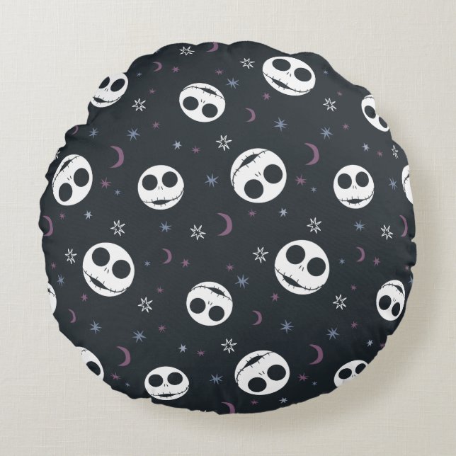 Coussins Ronds Jack Skellington Head & Stars Motif (Devant)
