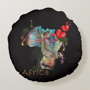 Coussins Ronds J'aime l'Afrique