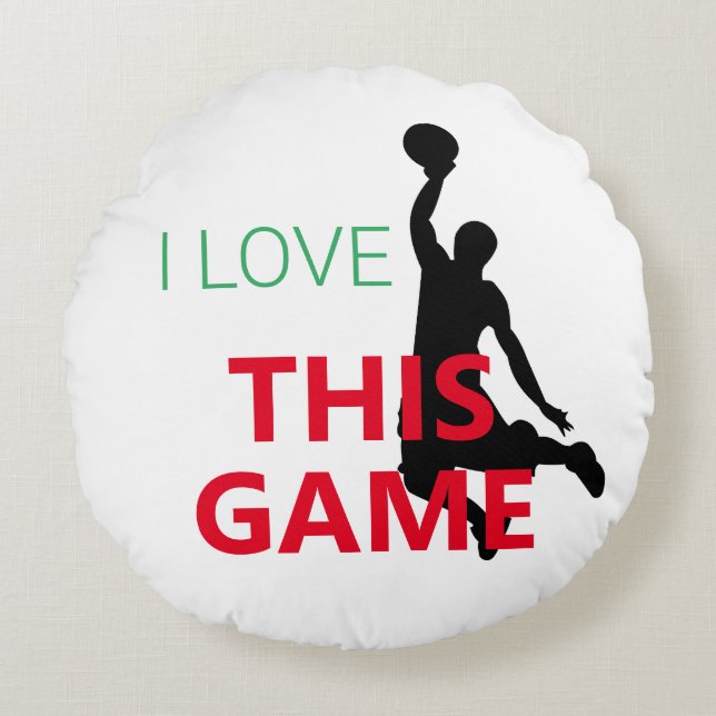 Coussins Ronds J'Aime Le Jeu De Basketball (Devant)