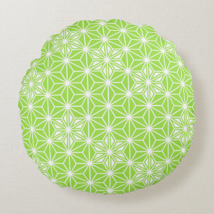 Coussins Ronds Japonais Asanoha motif - vert citron clair