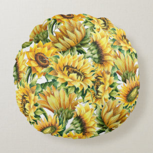 Coussins Ronds Jardin de tournesols artistiques - Floral vintage