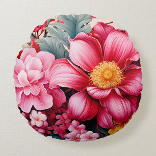 Coussins Ronds Jardin floral tropical rose exotique