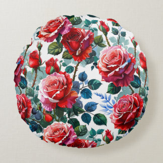 Coussins Ronds Jardin Rose romantique Imprimer