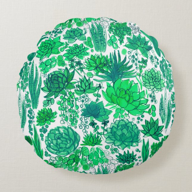 Coussins Ronds Jardin succulent (Devant)