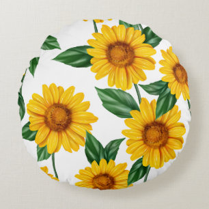 Coussins Ronds Jardin Tournesol Éclatant - Décoration Florale Fra