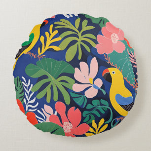 Coussins Ronds Jardin Tropical Moderne Artwork Expressionniste