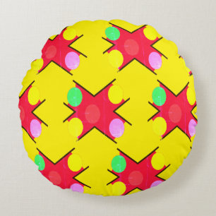 Coussins Ronds Jaune avec de grands motifs de couleur