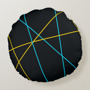 Coussins Ronds Jaune, Bleu, cool, tendance, urbain, lignes modern