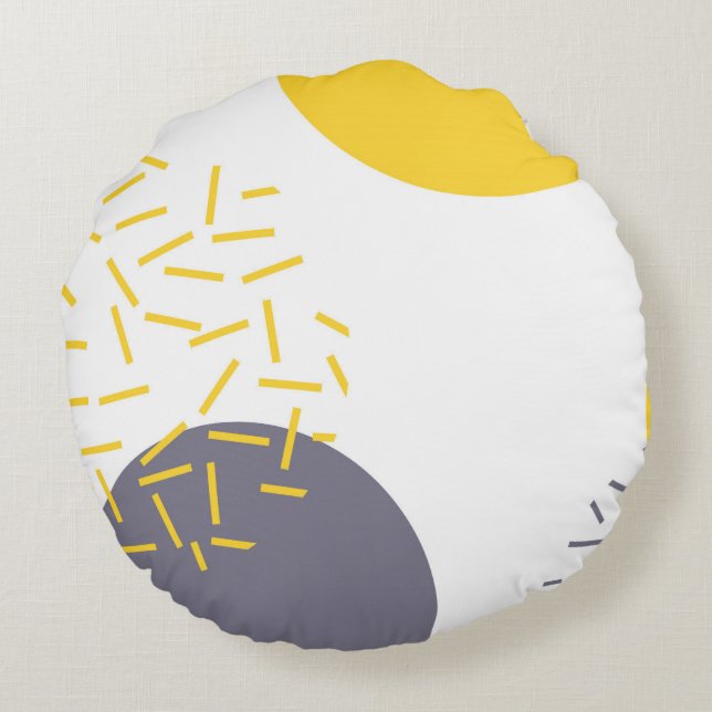 Coussins Ronds Jaune, cool, moderne, art géométrique tendance (Dos)