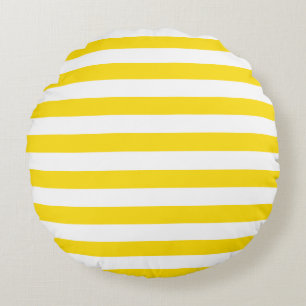 Coussins Ronds Jaune moderne blanc rayé mignon coton Modèle