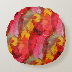 Coussins Ronds Jaune rouge d'art d'aquarelle