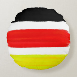Coussins Ronds Jaune Rouge Noir Abstrait peinture Art