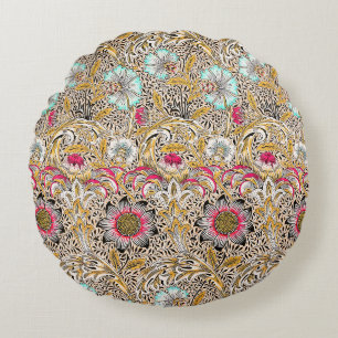 Coussins Ronds Jaune vintage rose Corncockle de William Morris