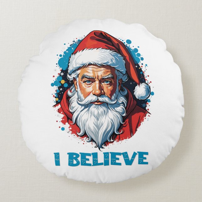 Coussins Ronds Je crois en le style Graffiti du Père Noël (Devant)