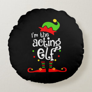 Coussins Ronds Je suis Elf Xmas par intérim Famille Ami Noël