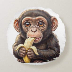 Coussins Ronds Je suis un petit chimpanzé espiègle !