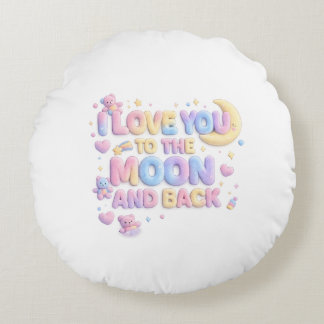 Coussins Ronds Je t'aime jusqu'à la Lune et Retour – Ourson paste