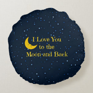 Coussins Ronds Je t'aime sur la lune et le dos