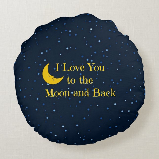 Coussins Ronds Je t'aime sur la lune et le dos (Dos)