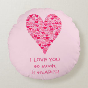 Coussins Ronds Je t'aime tellement il coeur de coeurs minuscules