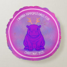 Je veux un hippopotame pour Noël-Oreiller Violet-P