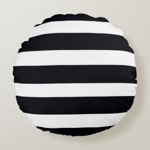 Coussins Ronds Jeter Oreiller Chic moderne noir & blanc rayé