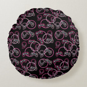 Coussins Ronds Jeu vidéo Neon Rose Girls Motif